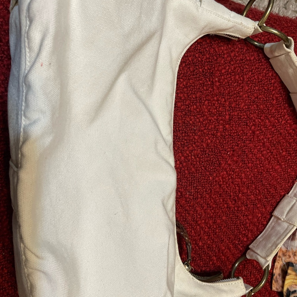White Shoulder Bag with Gold Accents Eddie Bauer jean bag